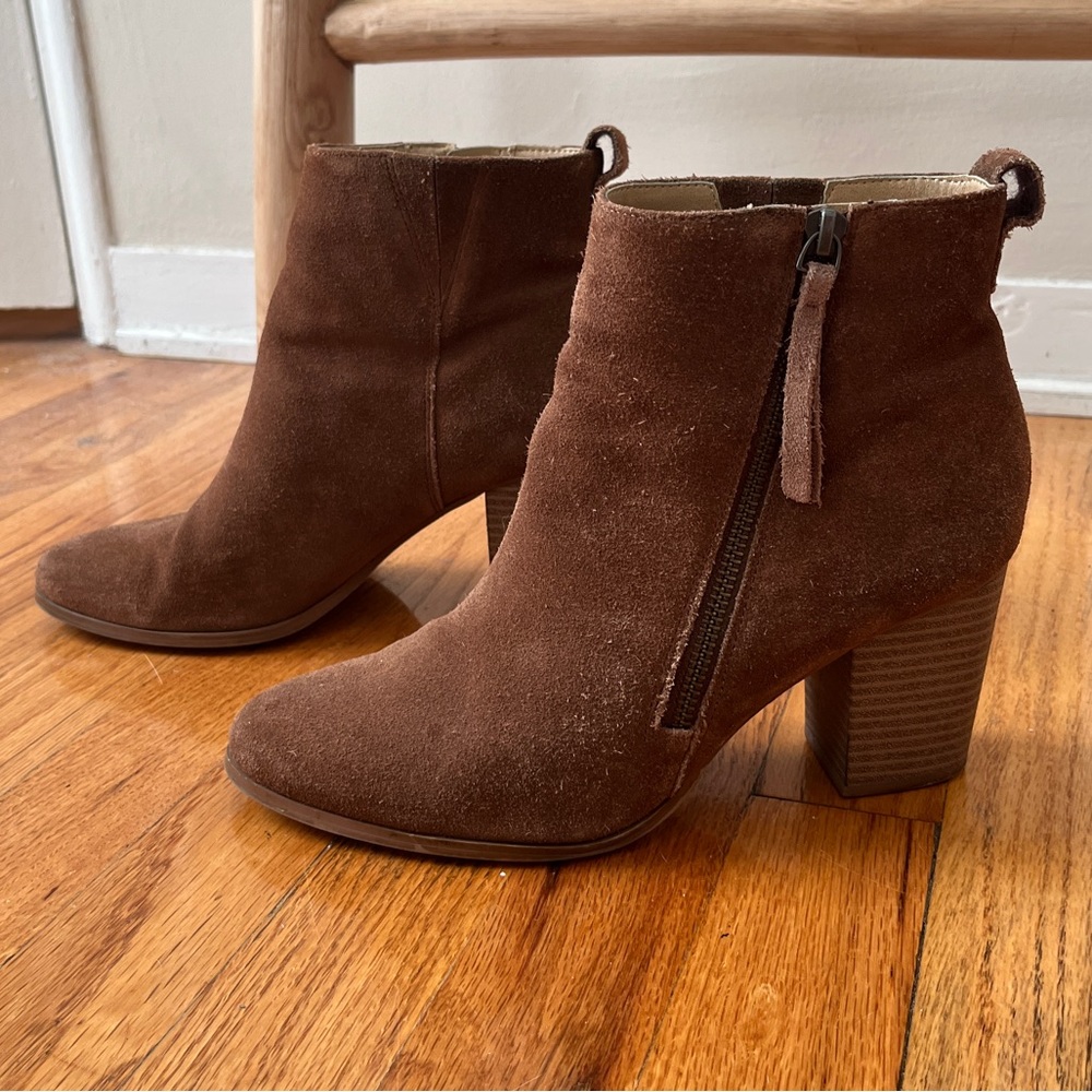 Susina Suede Zippered Heeled Ankle Booties